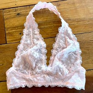 NEW FP PINK LACE BRALETTE